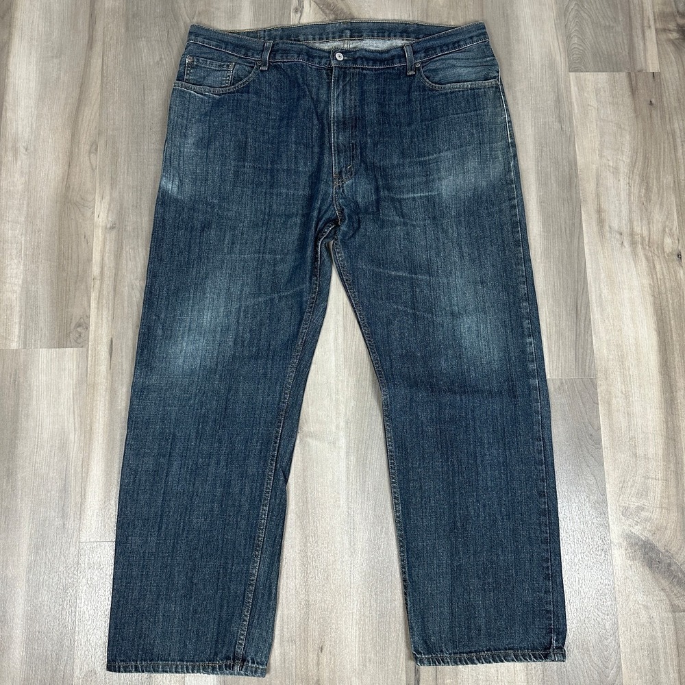Levi's 559 Relaxed Straight Jeans Mens 46x34 Dark Wash Blue Denim Red Tab